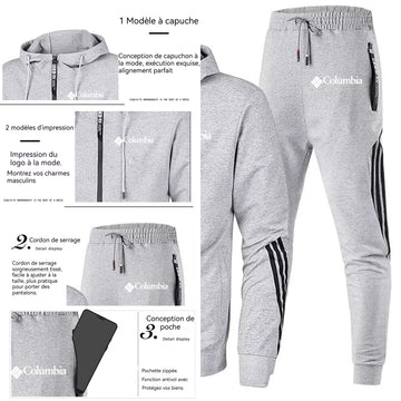 Track suits for men set ensemble de sweat-shirt à capuche gris et pantalon décontracté sweat a capuche homme convient à la course